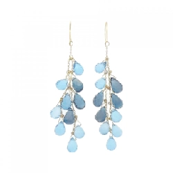 Bông tai Blue Topaz ba màu K18 - Hàng hiệu Authentic