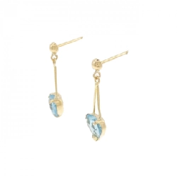 K18YG Bông tai hình trái tim đá Topaz xanh - Hàng hiệu Authentic 867909