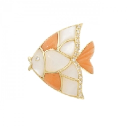 K18YG Cá Đuôi Vàng Đá Màu Brooch - Hàng hiệu Chính hãng