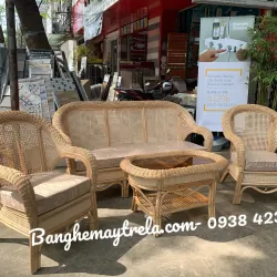 Bàn ghế sofa mât kết hợp lưới mây mắt cáo 719001