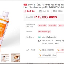 [ MUA 1 TẶNG 1] NƯỚC HOA HỒNG TONER HOA CÚC & AHA 5% NGỪA MỤN SẠCH SÂU KIỀM DẦU MILAGANICS 159888