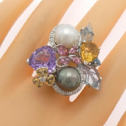 K18WG Nhẫn Đá Màu - Hàng hiệu Chính hãng 848190