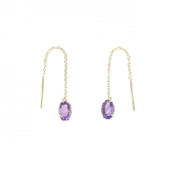 K18YG Amethyst Bông tai - Hàng hiệu Chính hãng