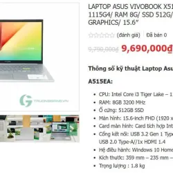 ASUS vivobook I3 15.6 inch 8GD/512GB 995322