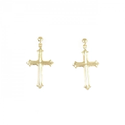 K18YG Khuyên tai hình chữ thập - Hàng hiệu Chính hãng