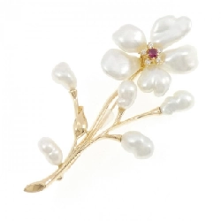 K18YG Hoa Đá Màu Brooch - Hàng hiệu Chính hãng