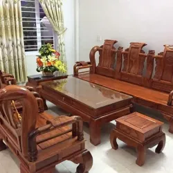 Bàn ghế phòng khách bộ gỗ tự nhiên cao cấp phong cách cổ điển 928842