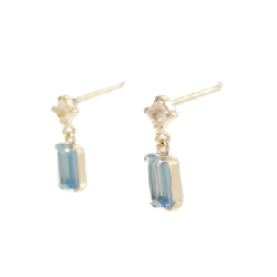 K18YG Blue Topaz Earrings - Hàng hiệu Authentic 870356