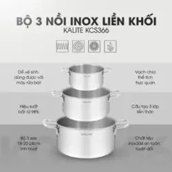 ✨ Kalite KCS366 – Bộ nồi inox liền khối cao cấp, truyền nhiệt nhanh – giữ nhiệt tốt! 708660