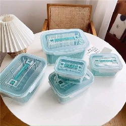 SET 5 HỘP XANH ĐỰNG ĐỒ TỦ LẠNH ĐA NĂNG 2 LỚP 