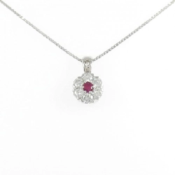 K18WG Hoa Hồng Ruby Dây Chuyền 0.135CT - Hàng hiệu Chính hãng