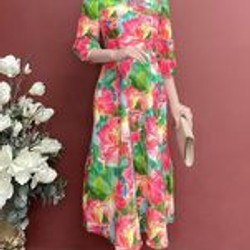 Váy Xòe Hoa Nhí Nền Vàng Có Túi XL	SIZE XL