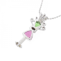 K18WG Mặt dây chuyền đá màu - Hàng hiệu Chính hãng 863816