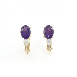 K18YG Amethyst Bông tai 1.57CT - Hàng hiệu Chính hãng