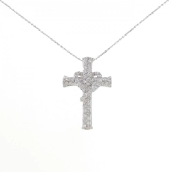 K18WG Dây chuyền kim cương hình chữ thập 0.64CT - Hàng hiệu Chính hãng