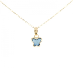 K18YG Bướm Topaz Xanh Dương Dây Chuyền 0.19CT - Hàng hiệu Chính hãng