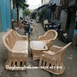 Bàn ghế mây tự nhiên cây đóng 735223