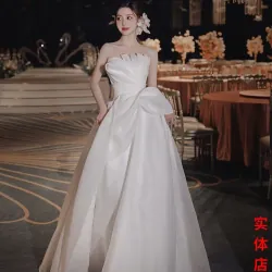 Váy cưới đi bàn cao cấp trễ vai (mặc 1 lần) 791296