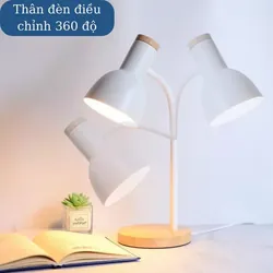 Đèn bàn học đế gỗ, đèn led để bàn làm việc đọc sách phù hợp bảo vệ mắt chống cận, decor 604299