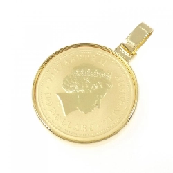 K18YG(枠) Mặt dây chuyền đồng xu - Hàng hiệu Authentic