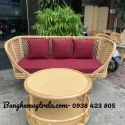 Bàn ghế sofa mây caro nhỏ gọn 715362