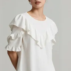 Áo kiểu bèo nhún trắng Size S-M mới 90% 572189