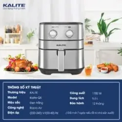 🍤 Nồi Chiên Kalite Q5 – Công Suất Mạnh, Chiên Nướng Giòn Rụm Không Cần Dầu 707375