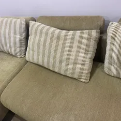 Sofa góc bọc nỉ phối da , khung inox 559383