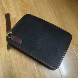 Clutch nam hiệu da thật phối canvas 2hand 1002006