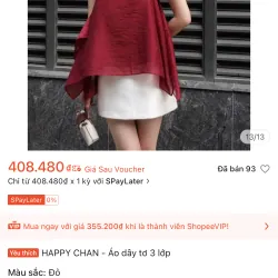 Áo dây tơ ngọc trai 3 lớp màu đỏ 931267