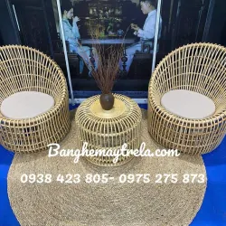 Bàn ghế sofa trứng mây tre 793124