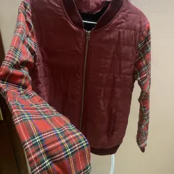 TA. Áo khoác tay caro đỏ M