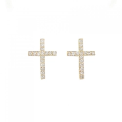 K18YG Bông tai kim cương chéo 0.40CT - Hàng hiệu Chính hãng