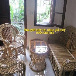 Sofa mây tre đan truyền thống cho phòng khách gia đình 60490