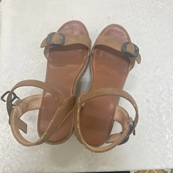 Sandal đế đúc 6cm, màu nâu, da lộn