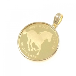 K18YG(枠) Đồng xu Mặt dây chuyền - Hàng hiệu Authentic 865200