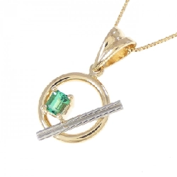 K18YG/PT950 Dây chuyền ngọc lục bảo - Hàng hiệu Authentic 858686