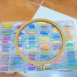 Hộp chỉ thêu kèm khung gỗ tròn 733038