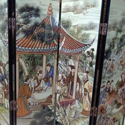 Bộ 6 tấm sơn mài chủ để Khúc thủy lưu thương_Hàng xuất khẩu châu Âu giá trị cao 702631