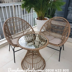 Bàn ghế mây nhựa trang trí ngoại thất 549172
