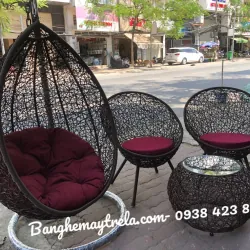 Xích đu kèm bàn ghế mây nhựa ban công 731055