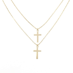 K18YG Dây chuyền hình chữ thập - Hàng hiệu Authentic