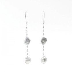 K18WG Bông tai ngọc trai đen - Hàng hiệu Chính hãng