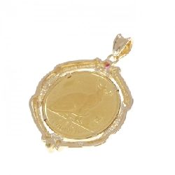 K18YG(枠) Đá màu Đồng xu Mặt dây chuyền - Hàng hiệu Chính hãng 866255