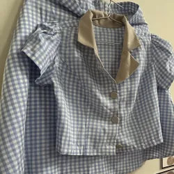 Set váy caro màu xanh 