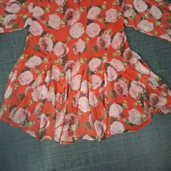 Đầm voan đỏ hoa hồng 573099