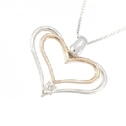 K18WG/K18PG Dây chuyền kim cương hình trái tim 0.10CT - Hàng hiệu Chính hãng 860127