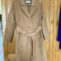 Áo dạ nữ lông cứu khâu tay 2 mặt size M mới màu nâu tây