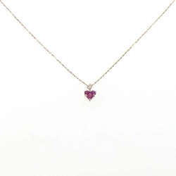 K18PG Mặt Dây Chuyền Hình Trái Tim Đá Ruby - Hàng hiệu Chính Hãng