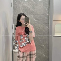 Bộ phông chuột hồng quần kẻ ♥️🥰 135631